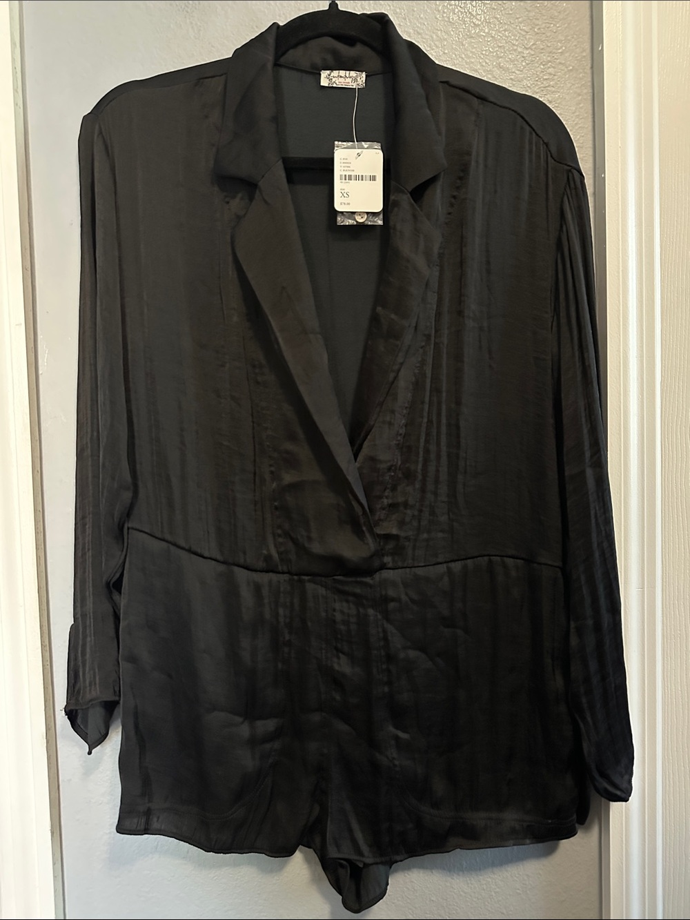 NWT Free People Intimately "Black Satin Playsuit" (or romper)